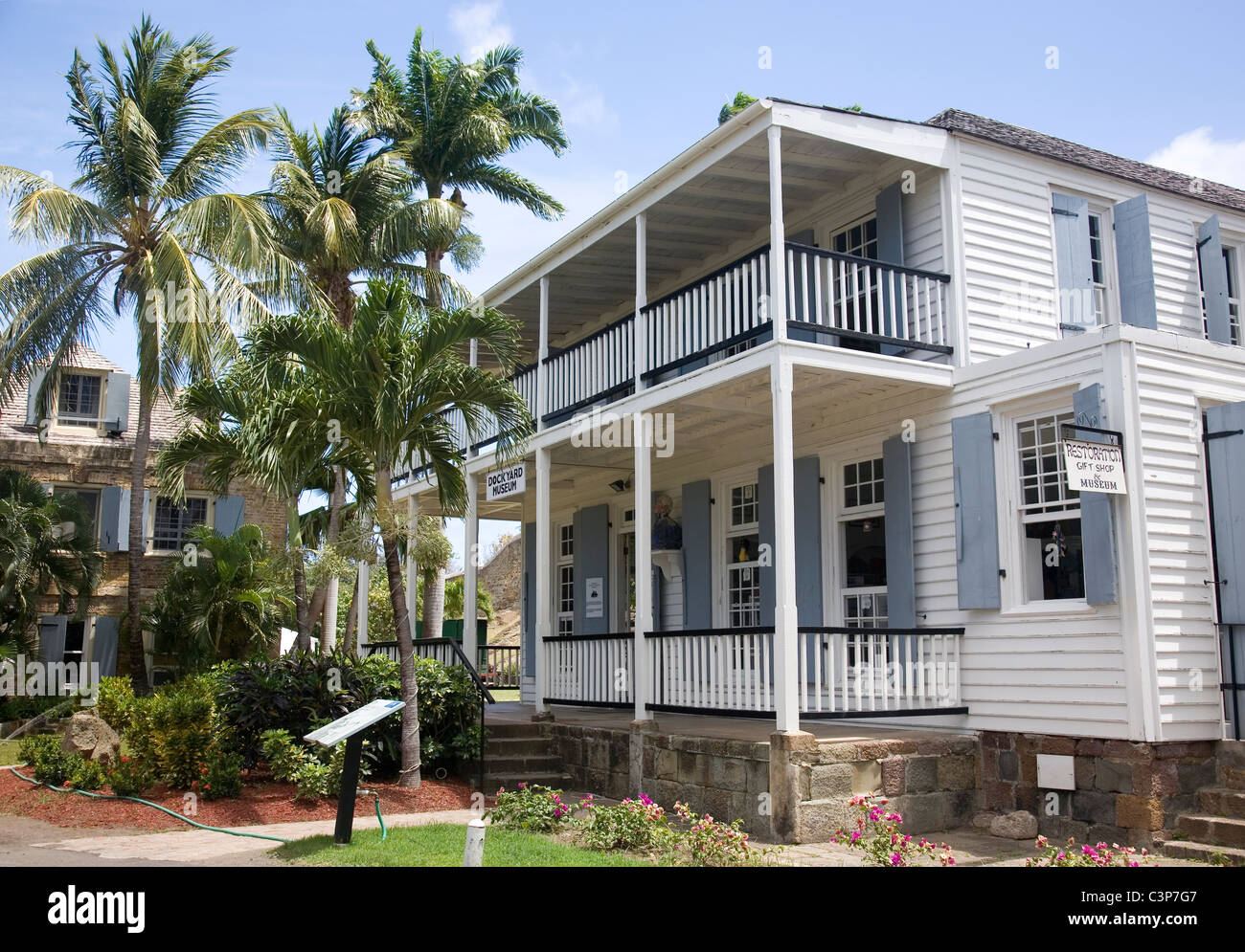 Il Dockyard Museum a Nelsons Dockyard in Antigua Foto Stock