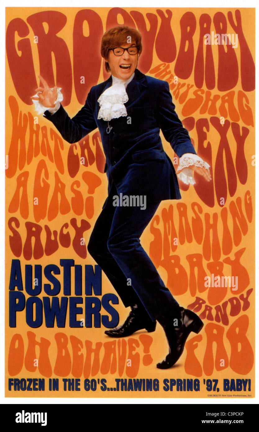 AUSTIN POWERS: Uomo internazionale di mistero - Poster per il 1997 New Line film con Mike Myers Foto Stock