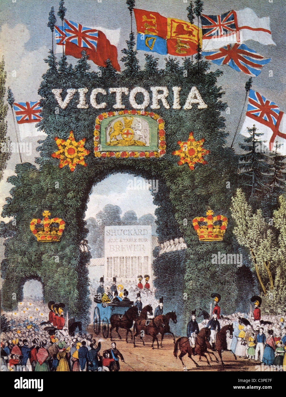 La regina Victoria ingresso trionfale per una città nel Regno Unito Foto Stock