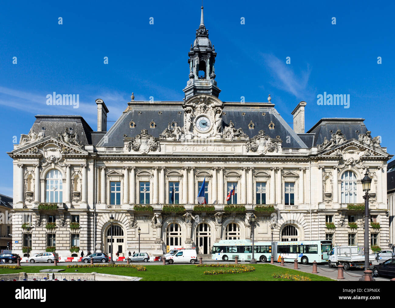 L' Hotel de Ville (municipio), Place Jean Jaures, Tours, Indre et Loire, Francia Foto Stock