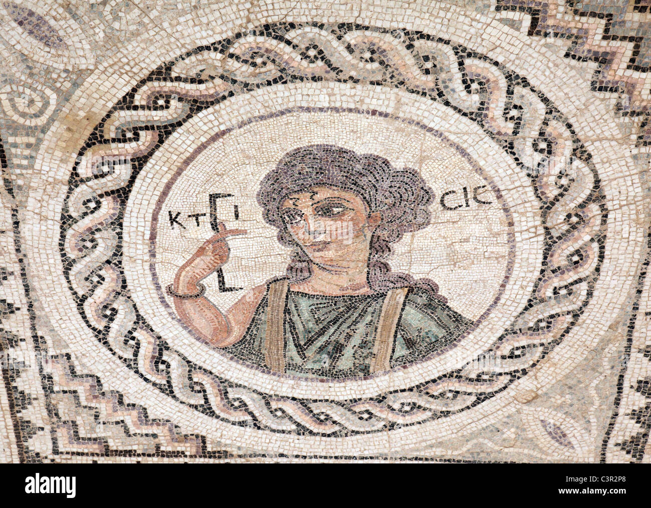 Mosaici romani e antica città di Kourion, Cipro Foto Stock