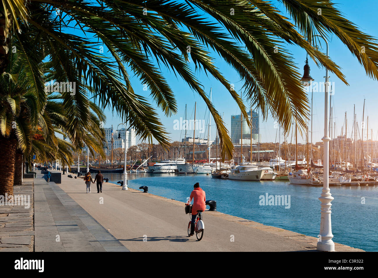 Barcellona, Rambla de Mar, Port Vell Foto Stock