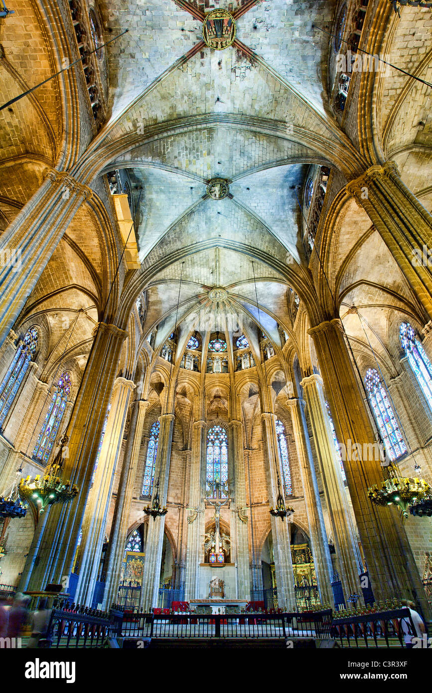 In Spagna, in Catalogna, Barcellona, Barri Gotic District, Plaza de la Seu, Santa Eulalia Cattedrale (chiamato anche Seu) Foto Stock