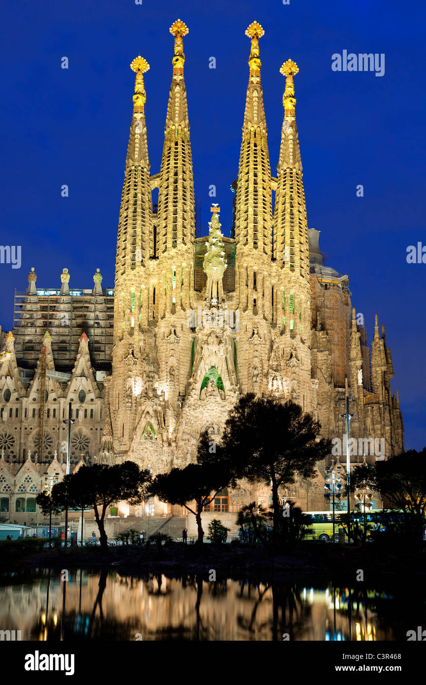 In Spagna, in Catalogna, Barcellona, Sagrada Familia dall architetto Antonio Gaudì elencati come patrimonio mondiale dall' UNESCO Foto Stock