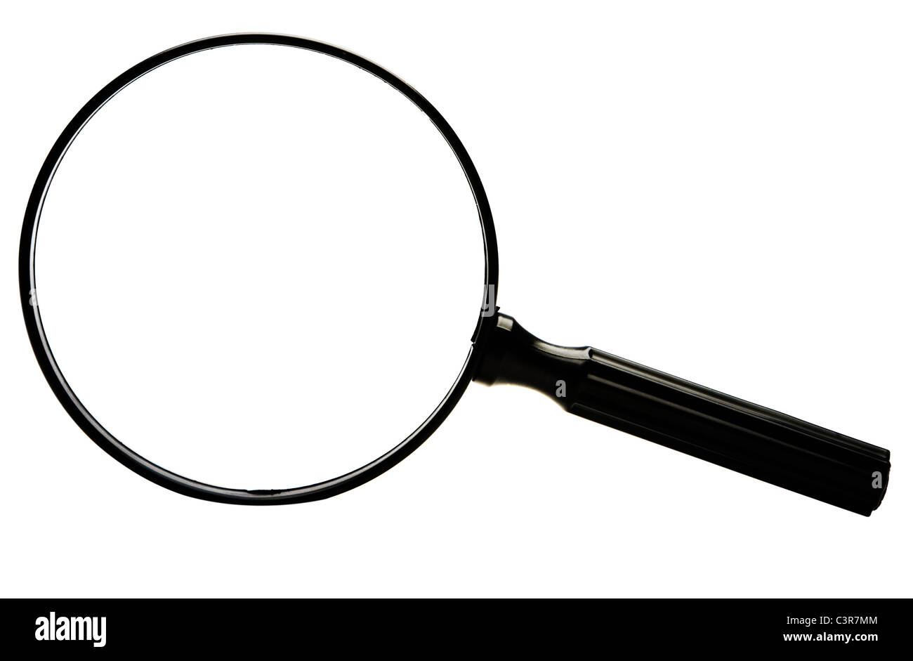 Lente di ingrandimento isolato su bianco Foto Stock