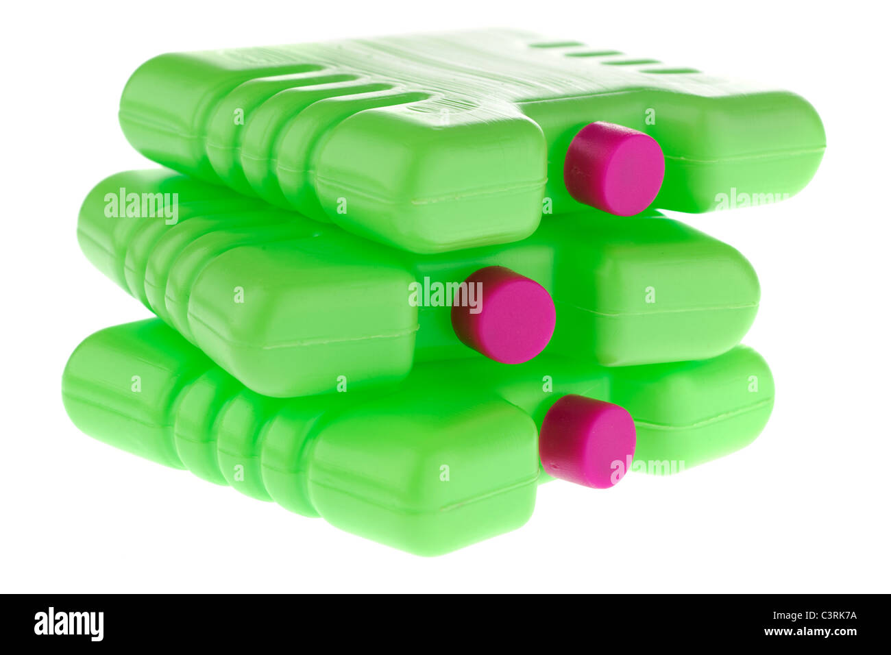 Tre verde in plastica mini freezer blocchi Foto Stock