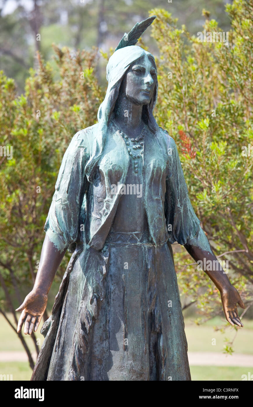 Pocahontas statua da William Ordway Partridge in Historic Jamestown, Virginia Foto Stock