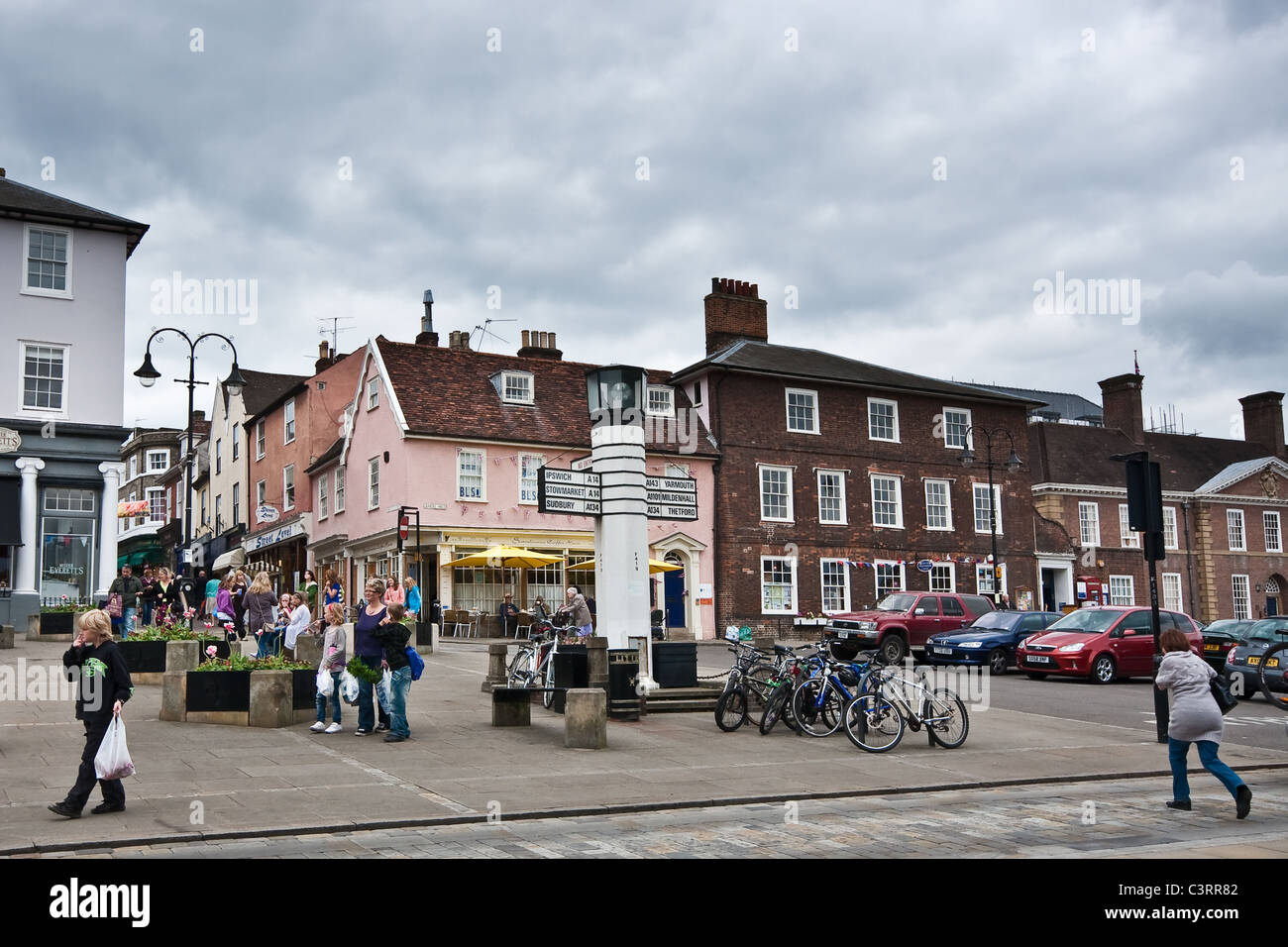 Giorno nuvoloso in Bury St Edmunds Foto Stock