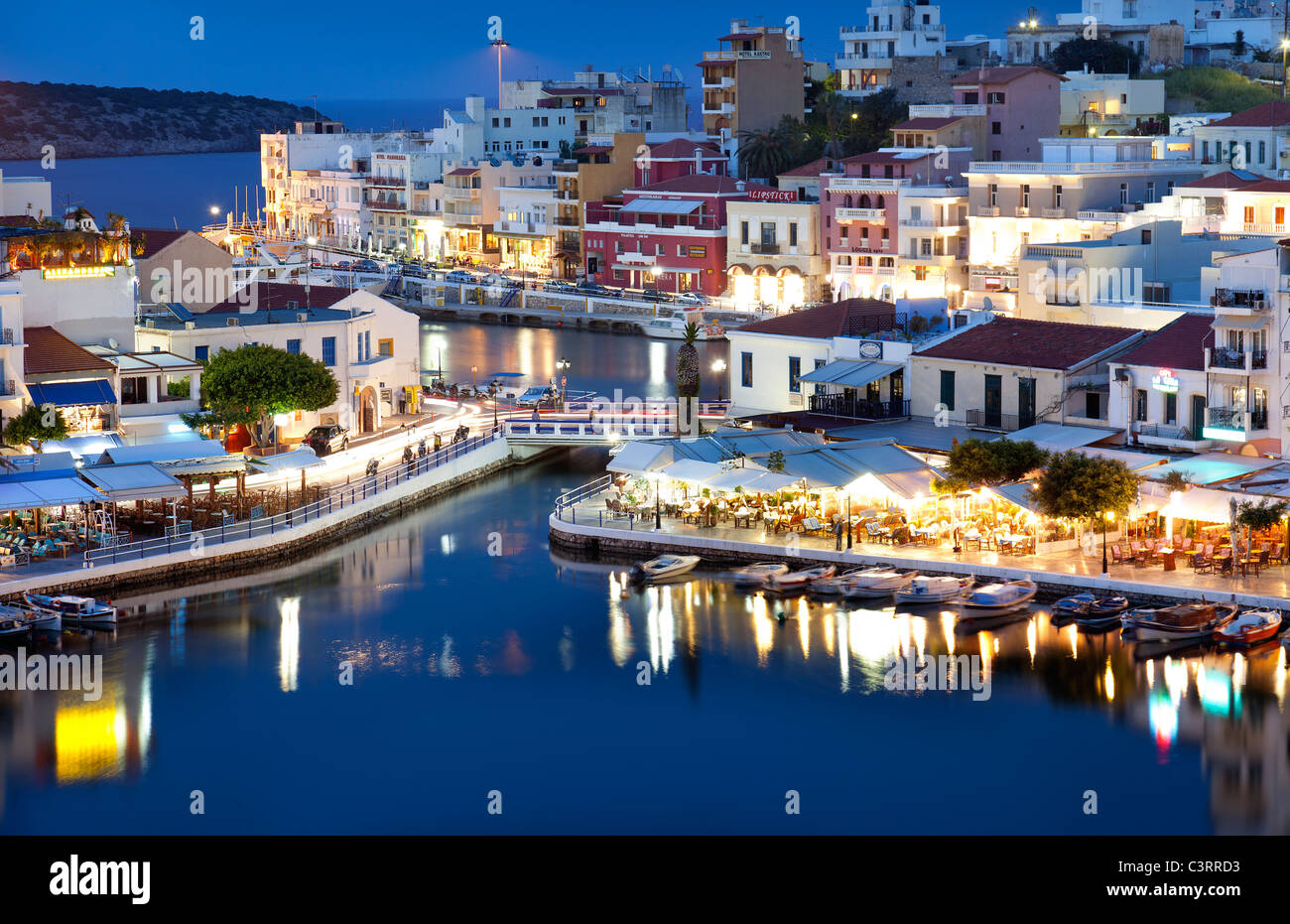 Vista di Agios Nikolaos (Creta, Grecia) Foto Stock