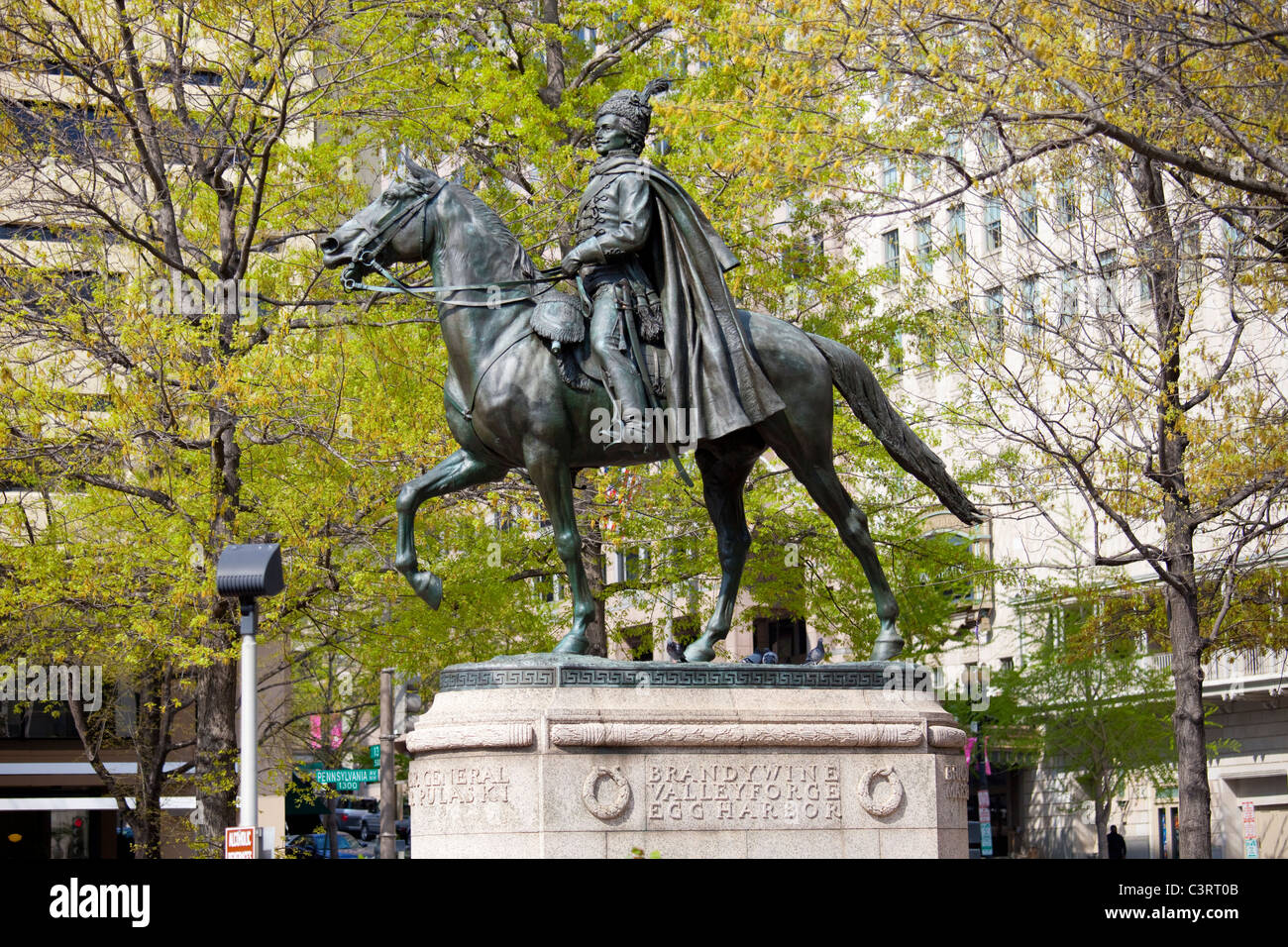Guerra rivoluzionaria generale Casimir Pulaski Statua in Washington DC Foto Stock