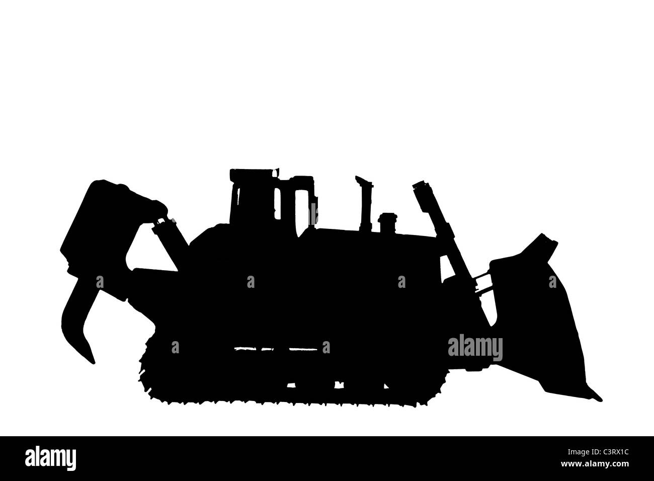 Silhouette di Caterpillar D11R bulldozer Foto Stock
