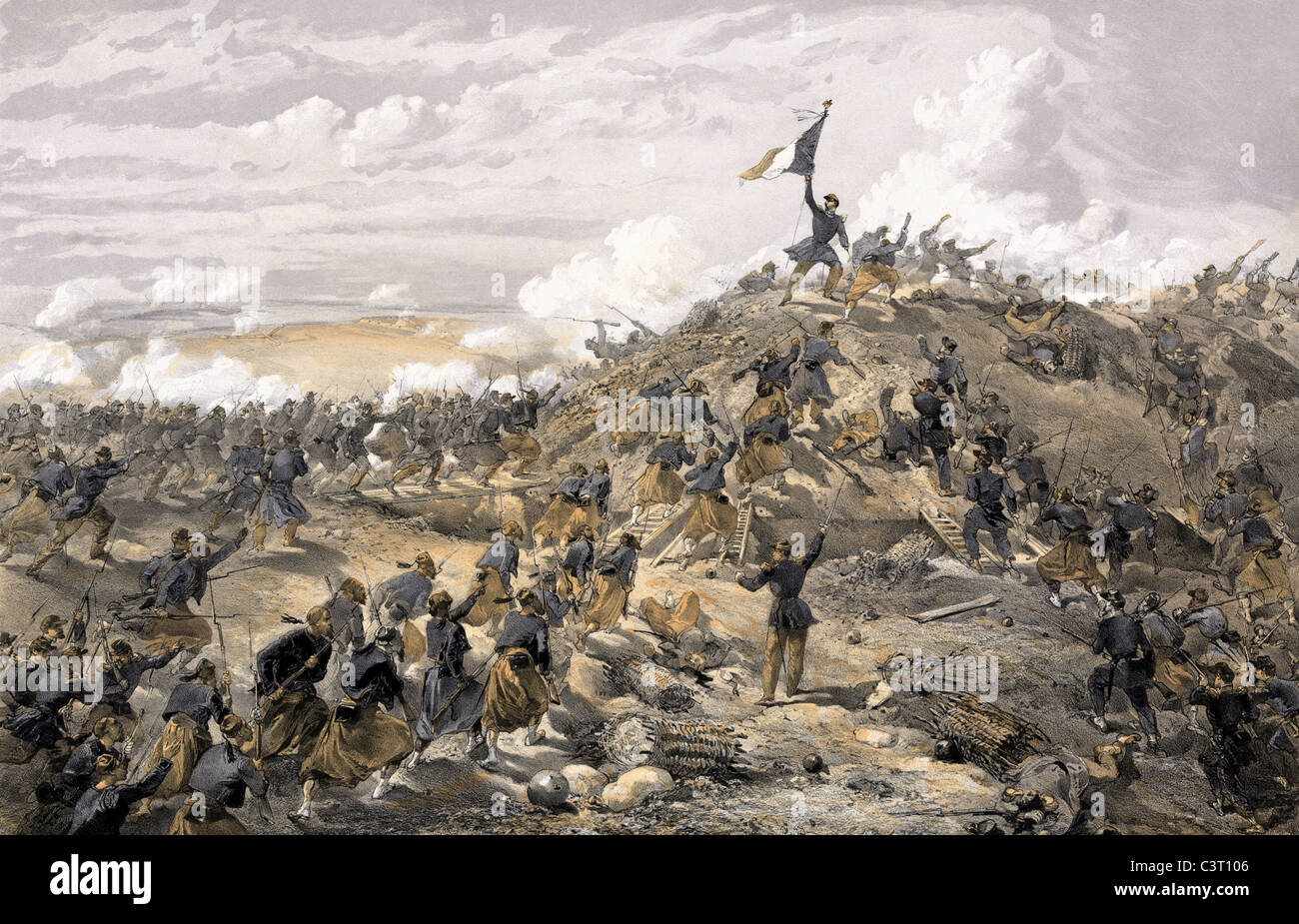 Guerra di Crimea delle forze francesi prendere la Malakoff il 7 settembre 1855 Foto Stock