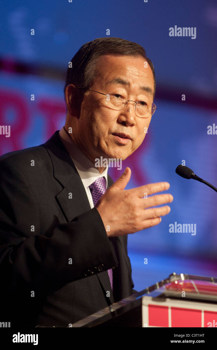 Ban Ki-moon della Repubblica di Corea parla in occasione di una conferenza tenutasi a Washington DC. Foto Stock