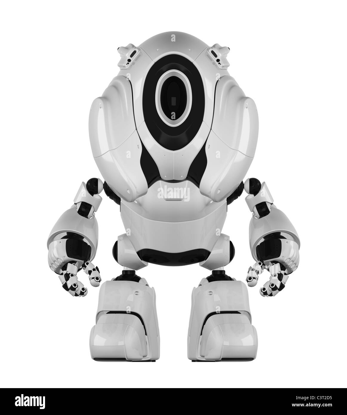 Robot inusuale. Strani cyborg con grande testa e antenne Foto Stock