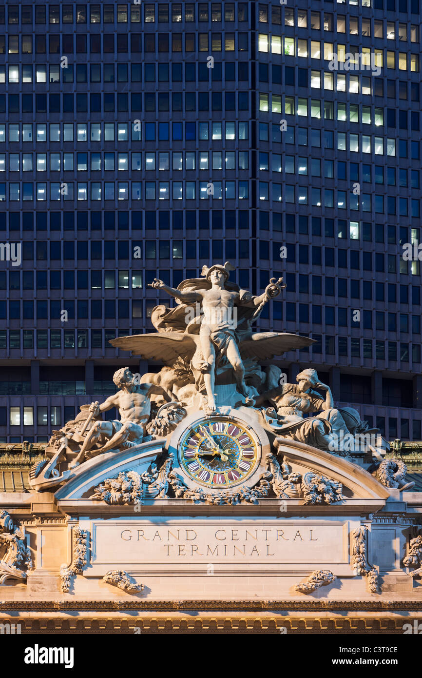 La Grand Central Station clock di scultura Foto Stock