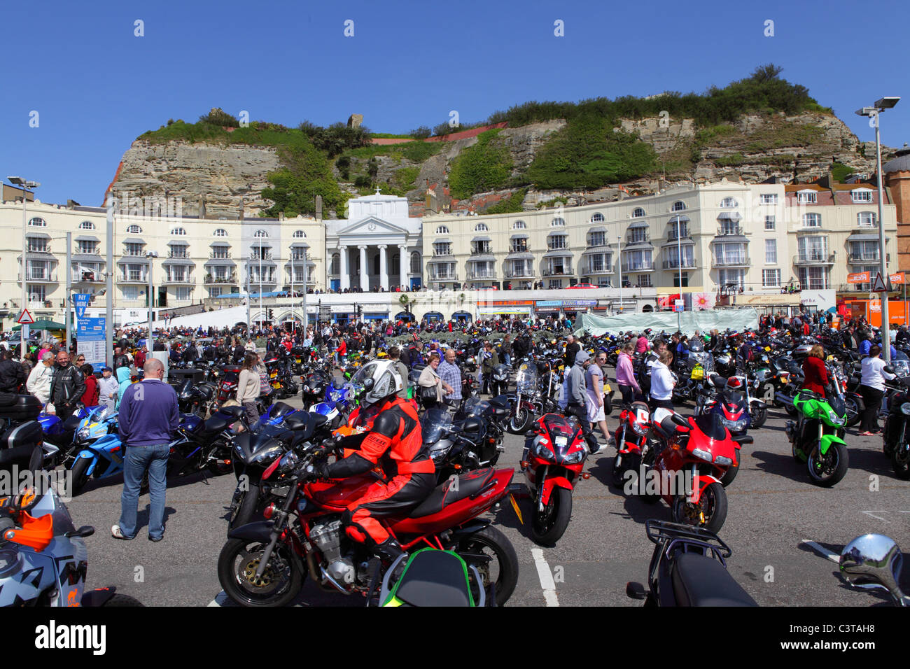 Bike Run Hastings, East Sussex, Inghilterra, Regno Unito, GB. Bike Rally UK Foto Stock