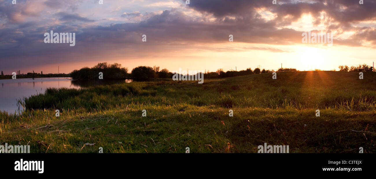 Fairburn Ings Tramonto Foto Stock