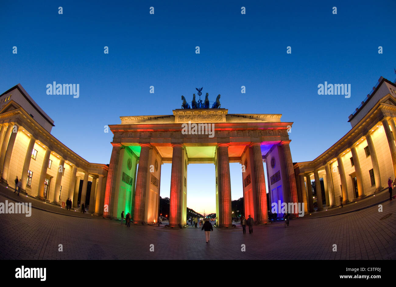 La Porta di Brandeburgo durante la festa delle luci 2008, Berlino, Germania Foto Stock