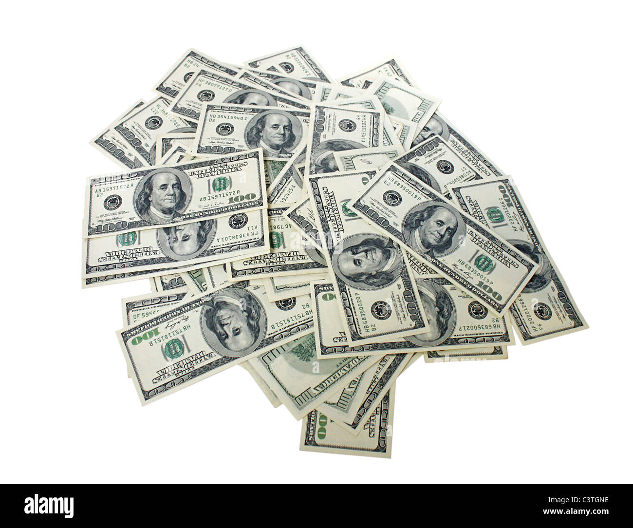 Cumulo di contanti (100 dollari banconote) Foto Stock