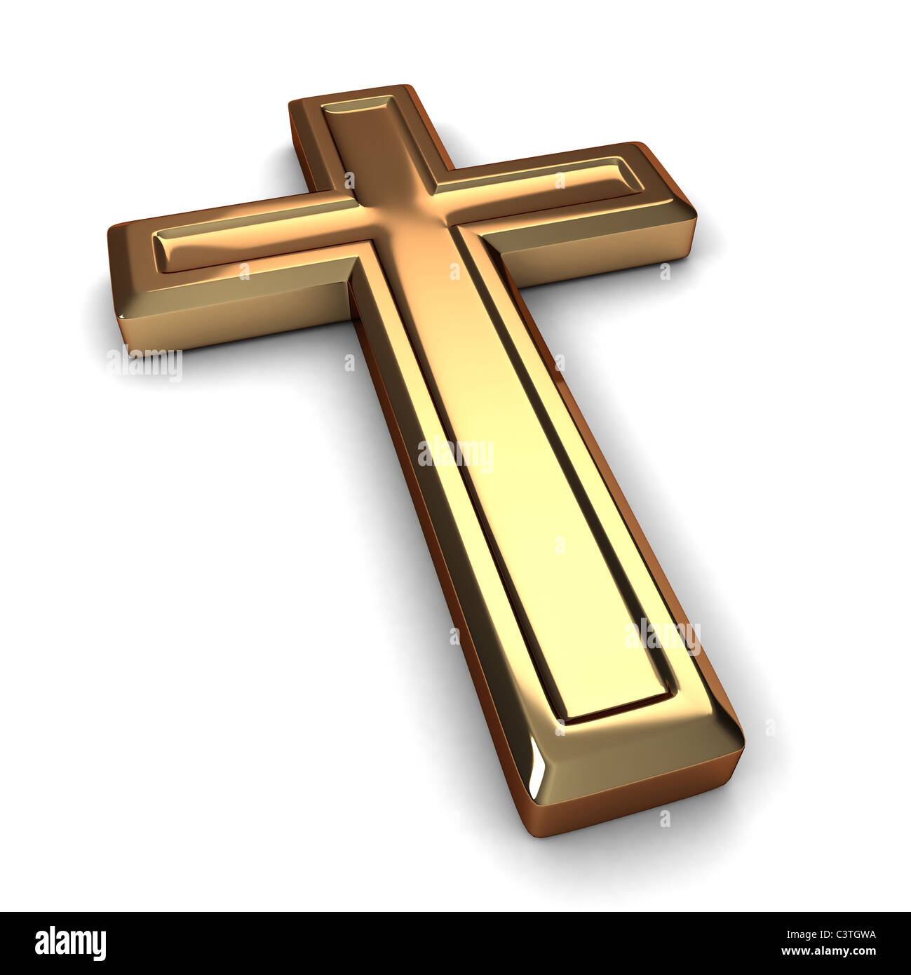 3D illustrazione di una croce dorata Foto Stock