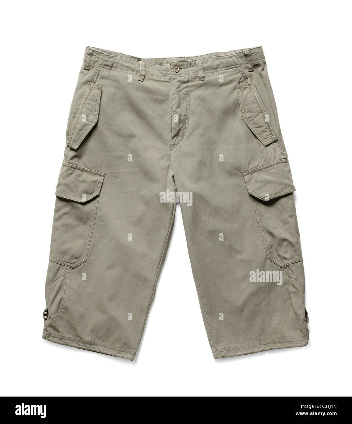 Uomini estate pantaloncini cargo isolato su bianco con ombra naturale Foto Stock
