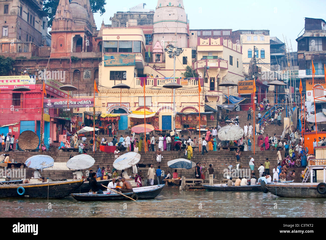 Gange, Varanasi, Uttar Pradesh, India Foto Stock