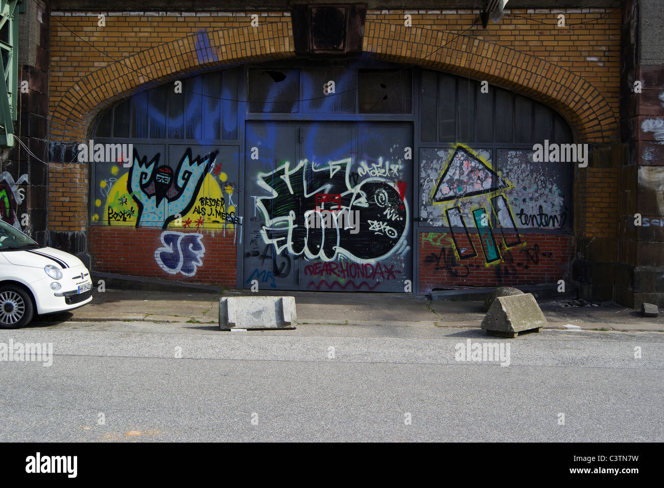 Amburgo, Oberfrankenbruecke, ponte ferroviario al Deichtohallen Hamburg Foto Stock