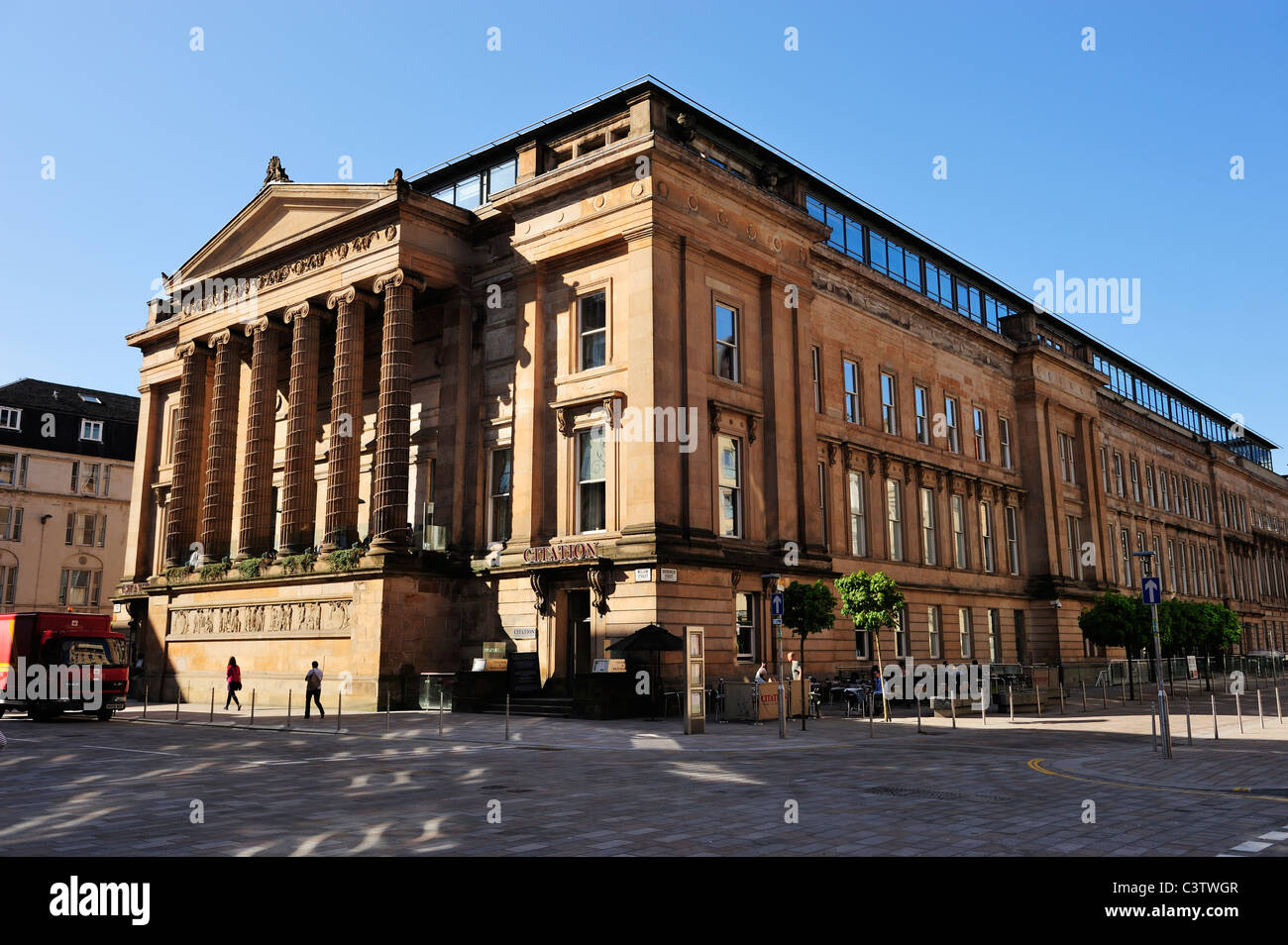 Ex Sheriff Court edificio che ora citazione nel ristorante di Glasgow Merchant City, Scozia Foto Stock