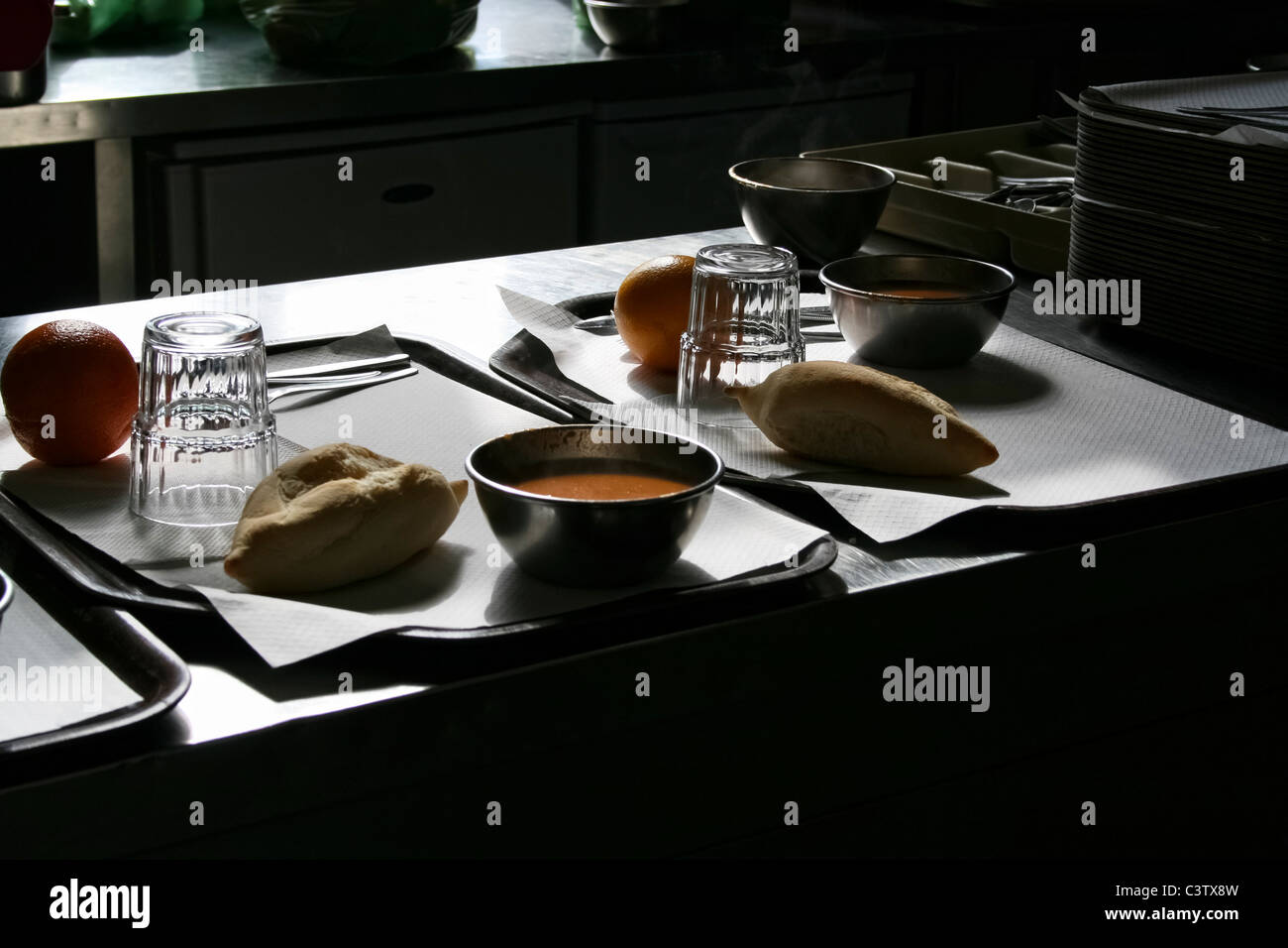 Mensa vassoi per alimenti Foto Stock