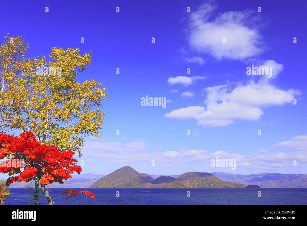Lago Toya in autunno Foto Stock