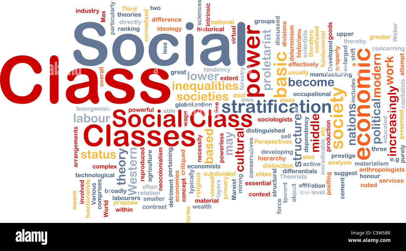 Concetto di sfondo wordcloud illustrazione della classe sociale Foto Stock