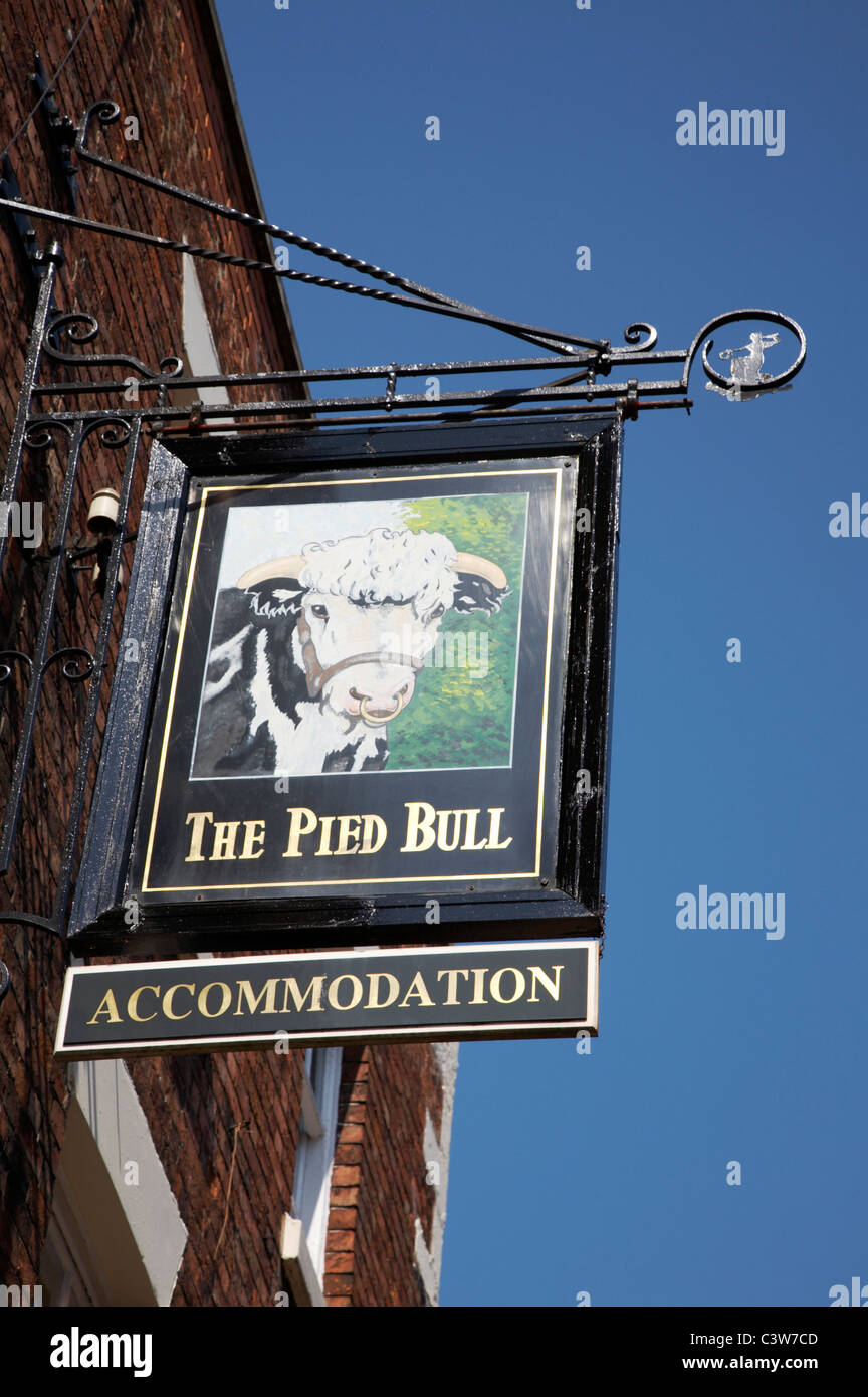 The Pied Bull pub segno a Chester Regno Unito Foto Stock