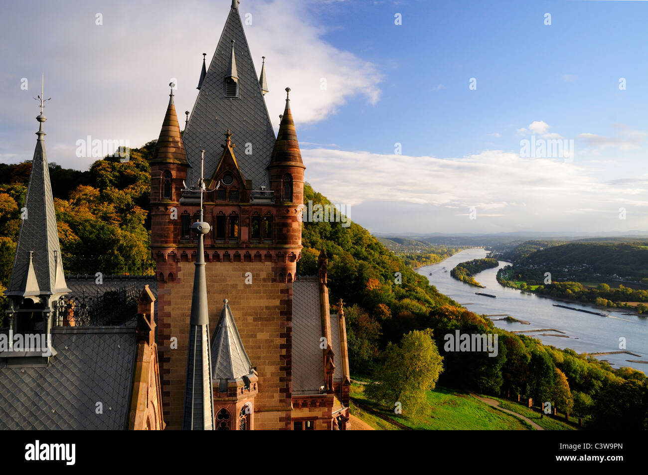 Il castello di reno Drachenburg, valle del Reno Foto Stock