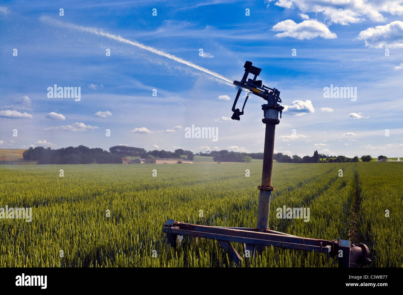 Portatile acqua oscillante jet irrigazione - Francia. Foto Stock