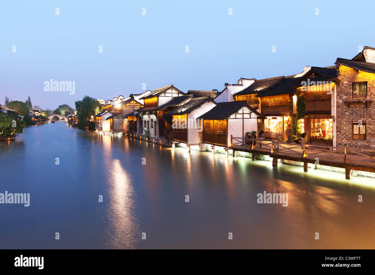 Xizha antico borgo di notte,Jiangsu, Cina. Foto Stock