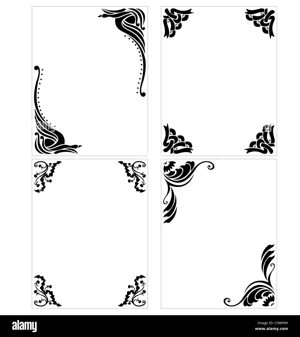 Quattro cornice decorativa in forma organica con design classico. Foto Stock