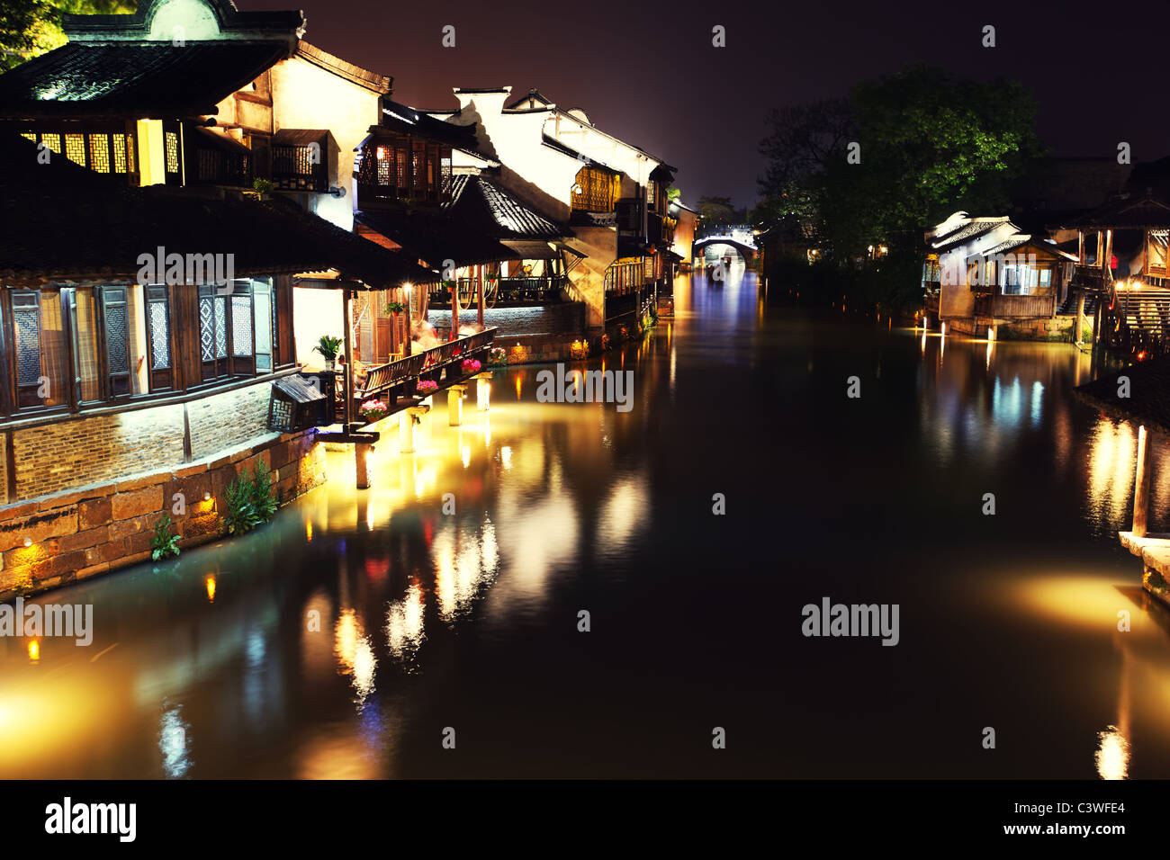 Xizha antico borgo di notte,Jiangsu, Cina. Foto Stock