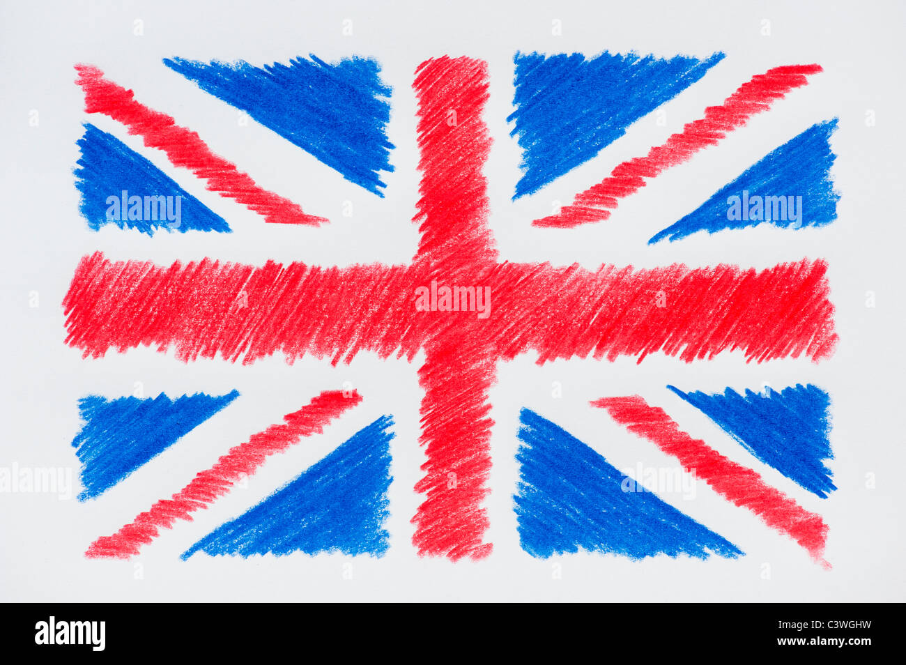 Union Jack. Colorato disegno a matita Foto Stock