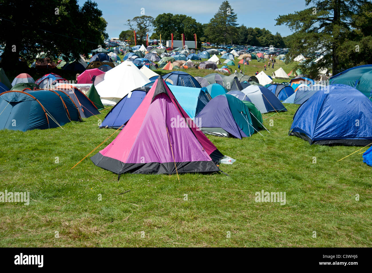 Tenda accampamento presso il porto Eliot Festival Letterario San tedeschi Cornwall Regno Unito Foto Stock