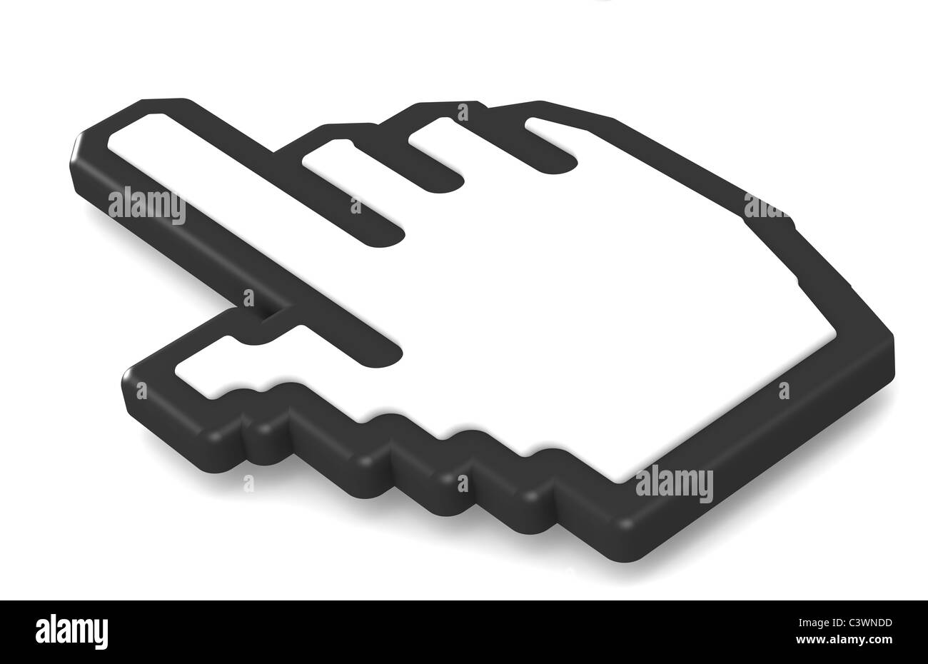 Icona mano 2011 angoli arrotondati, icona mano 2011, Nero isolare Foto Stock