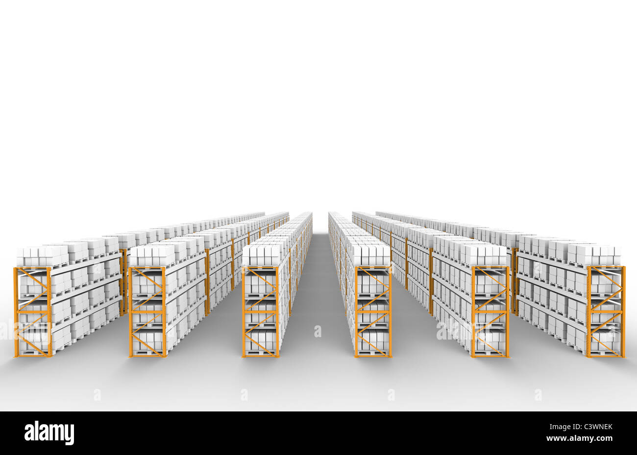 Rack x 60. Vista prospettica dall'alto. Con le ombre. Parte della serie di magazzino Foto Stock