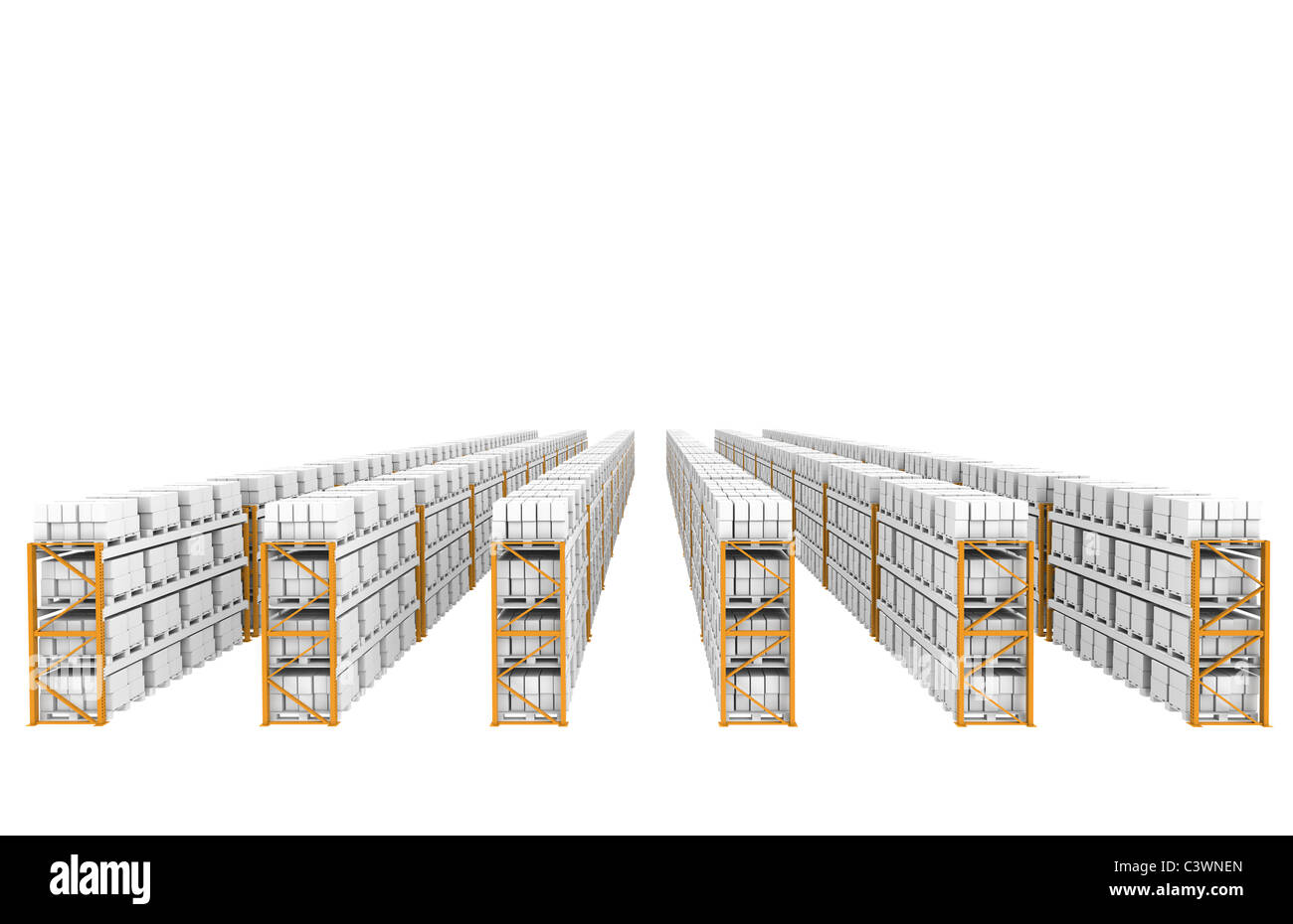 Rack x 60.ripiani. Vista prospettica dall'alto. Parte della serie di magazzino Foto Stock