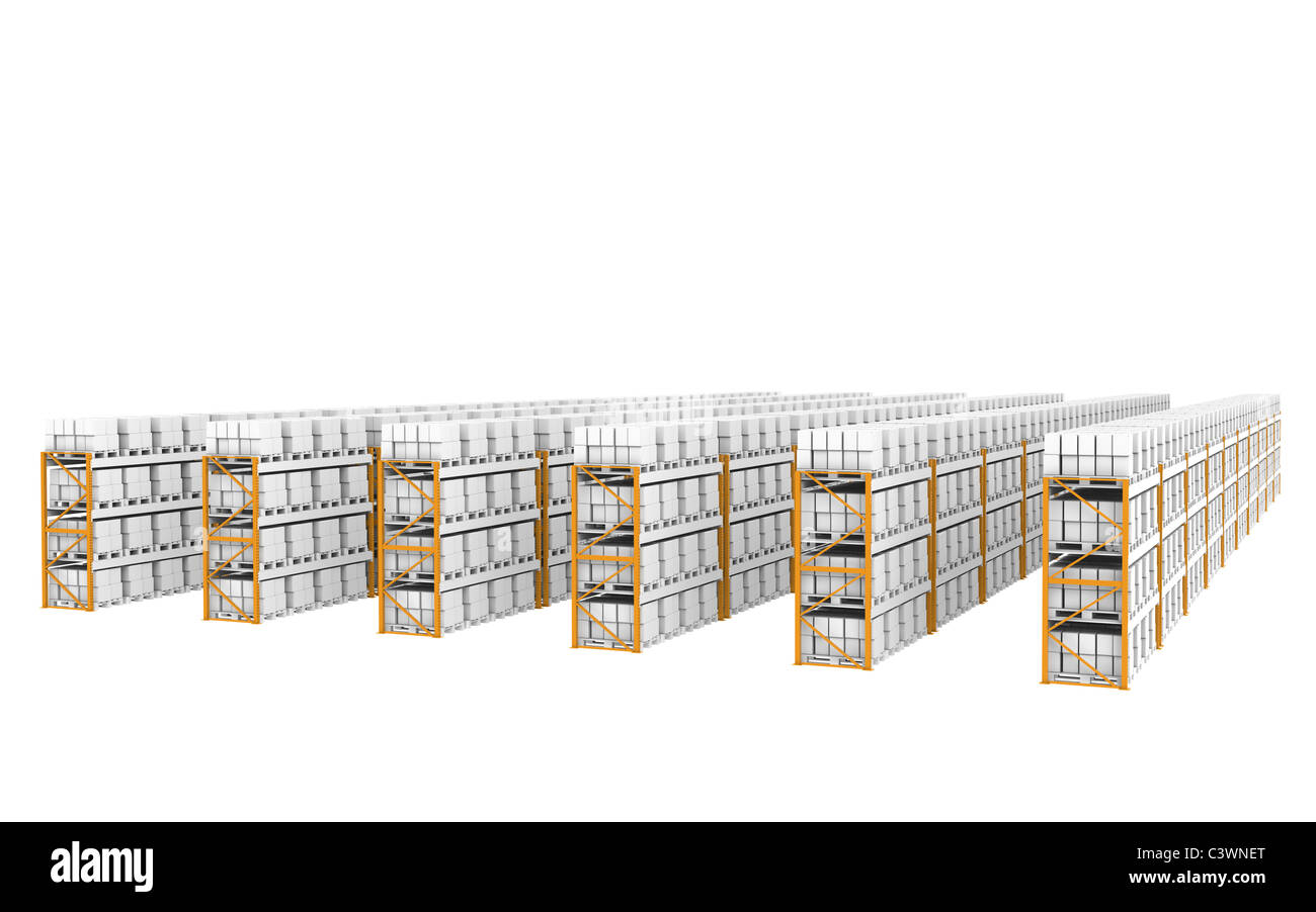 Rack x 60. Ripiani.Vista laterale. Parte della serie di magazzino Foto Stock