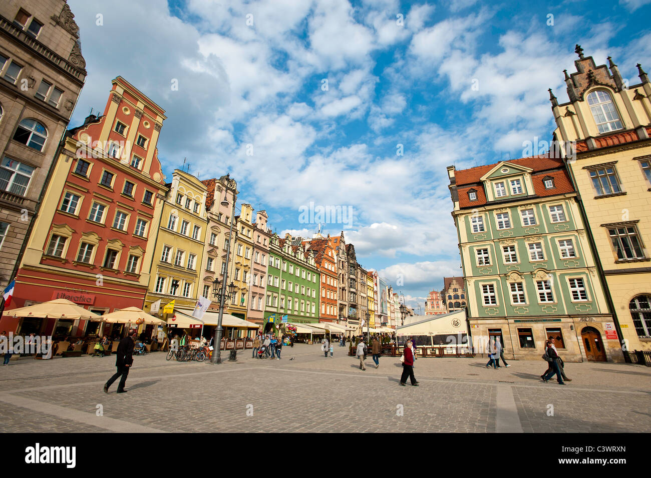 Piazza del mercato, la Città Vecchia, Wroclaw, Polonia Foto Stock