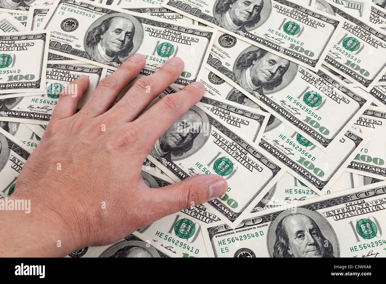 Centinaia di fatture del dollaro per lo sfondo Foto Stock