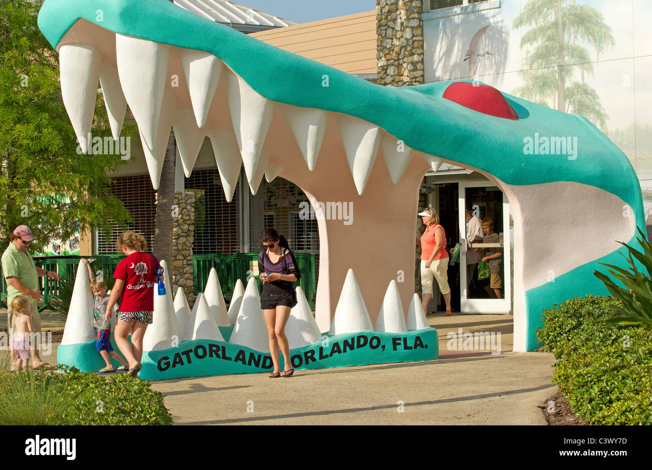 Allevamento Gatorland Marsh ingresso Orlando, Florida USA Foto Stock