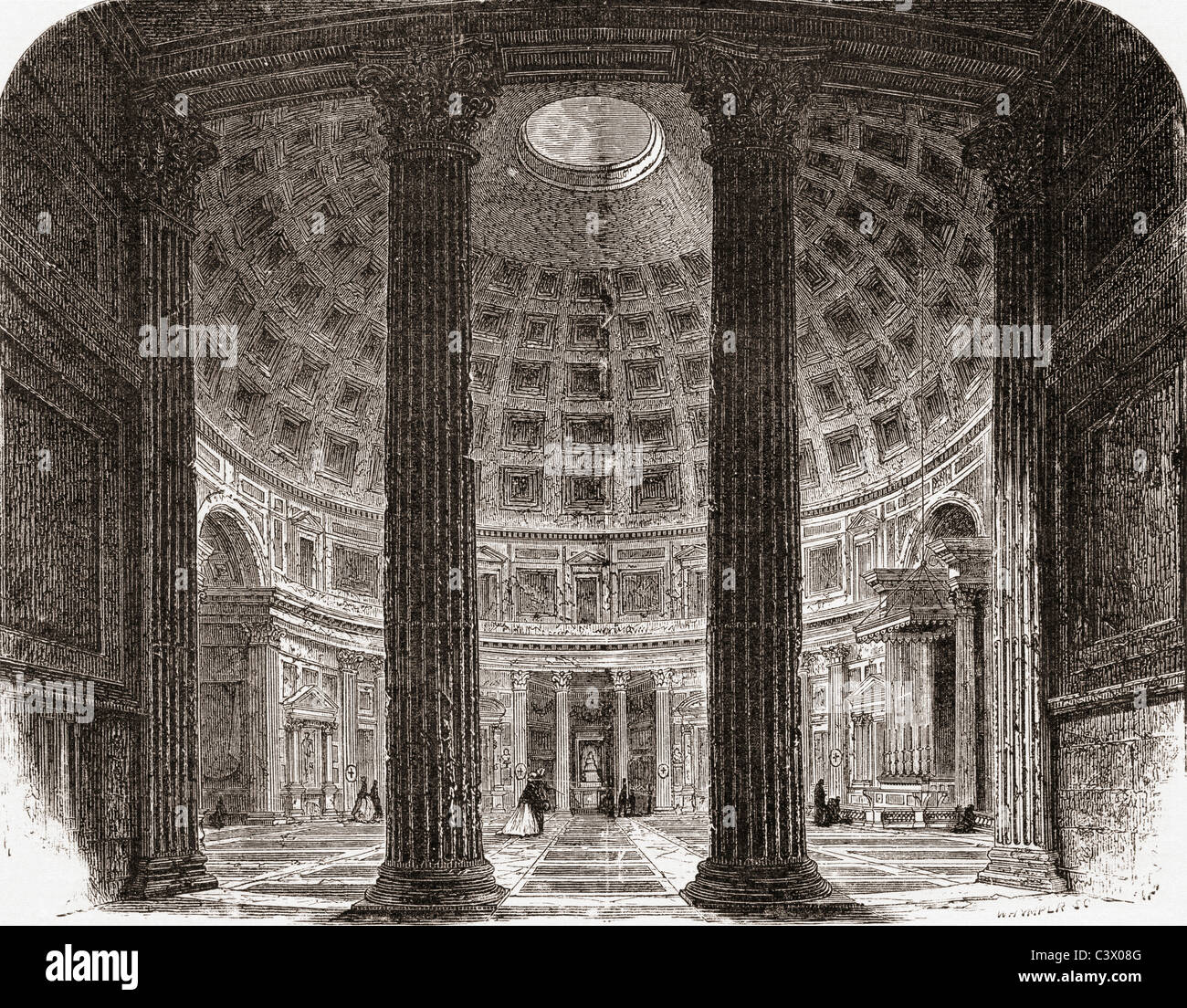 Interno del Pantheon a Roma, in Italia alla fine del XIX secolo. Da Italiano Foto di p. Samuel Manning, pubblicato c.1890. Foto Stock