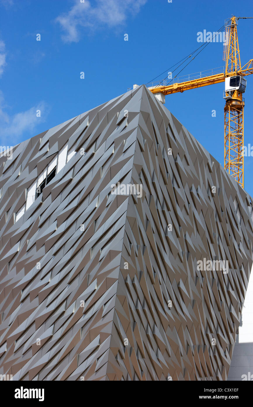 Titanico progetto firma titanic quarter queens isola belfast Irlanda del Nord Regno Unito Foto Stock