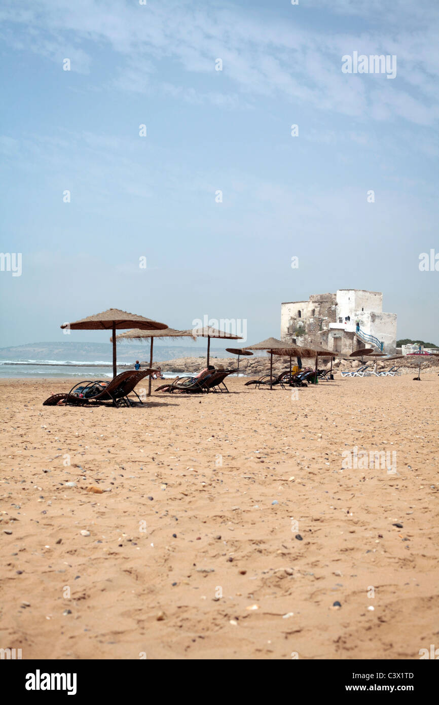 La spiaggia di Sidi Kaouki, Marocco. Foto Stock
