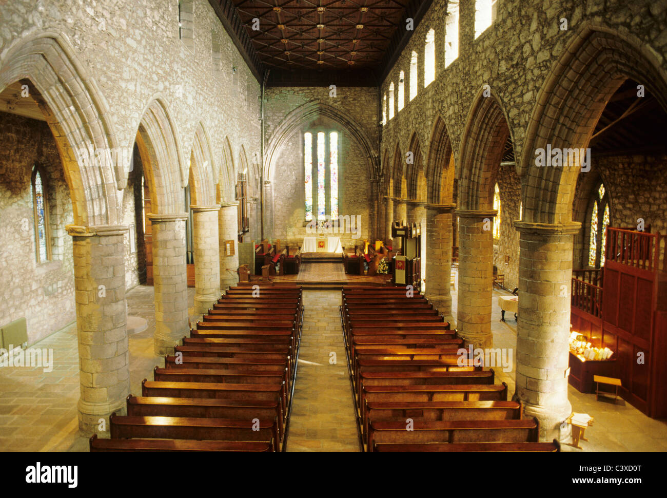 Vecchia Aberdeen, San Machar's Cathedral, interno, Scozia Scottish cattedrali navata navate interiors UK Saint Machar Foto Stock